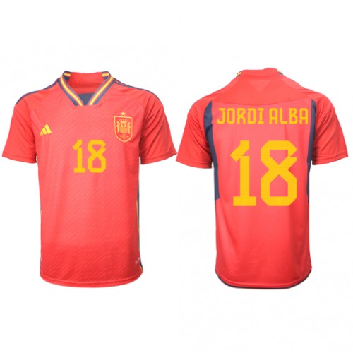 Echipament fotbal Spania Jordi Alba #18 Tricou Acasa Mondial 2022 maneca scurta